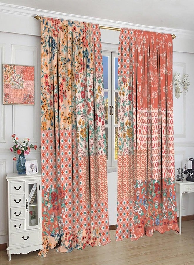 JADERYS Boho Patchwork Curtains Colorful Vintage Rustic Splicing Wildflower Farmhouse Country Girls Women Bedroom Living Room Rod Pocket Decoration Window Drapes 2 Panels W21xL54in - Image 4